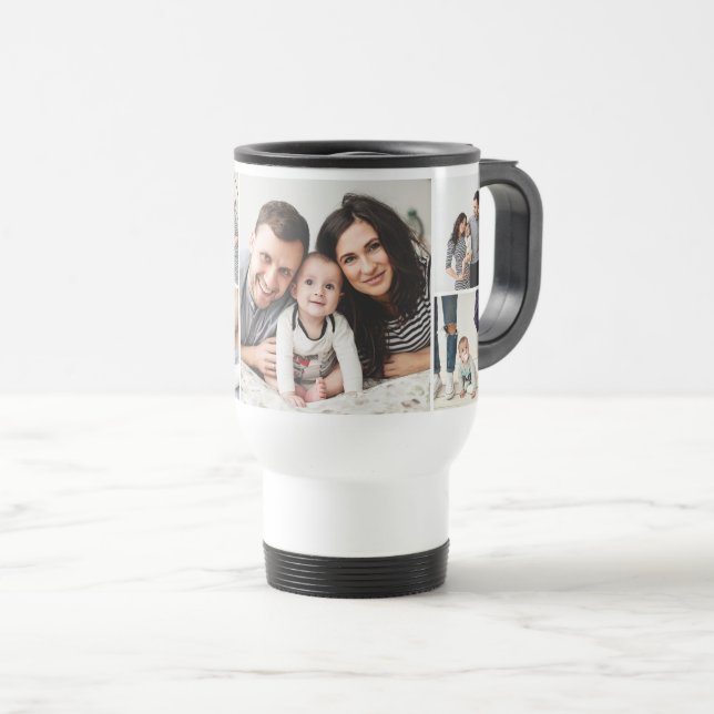 Personalized Family 7 Photo Collage Travel Mug (Front Right)