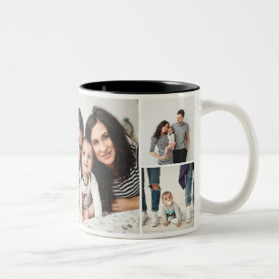 Personalized Family 7 Photo Collage Two-Tone Coffee Mug