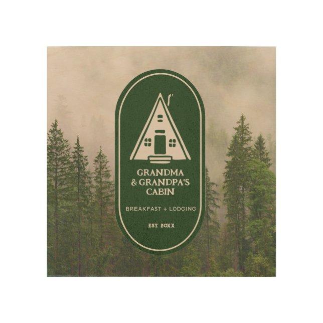 Personalized Family A Frame A-frame Cabin Wood Wall Art (Front)
