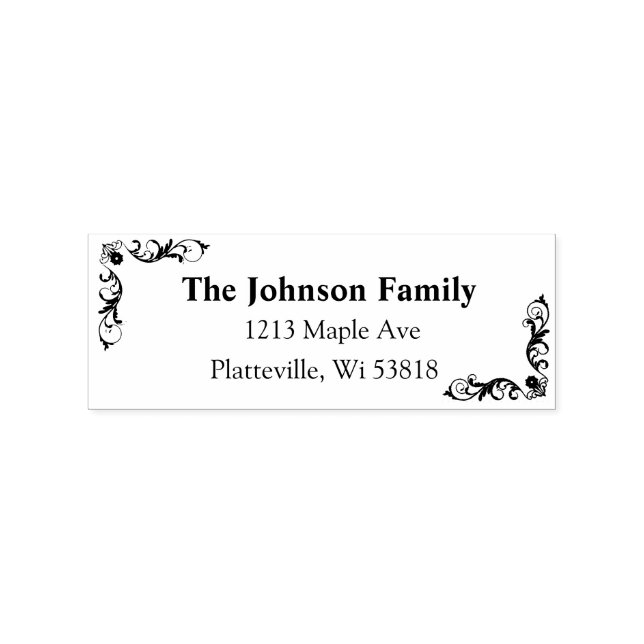Personalized Family Address Corner Brackets Rubber Stamp (Imprint)