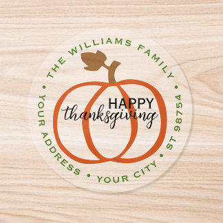 Personalized Family Address Orange Pumpkin Clear Classic Round Sticker