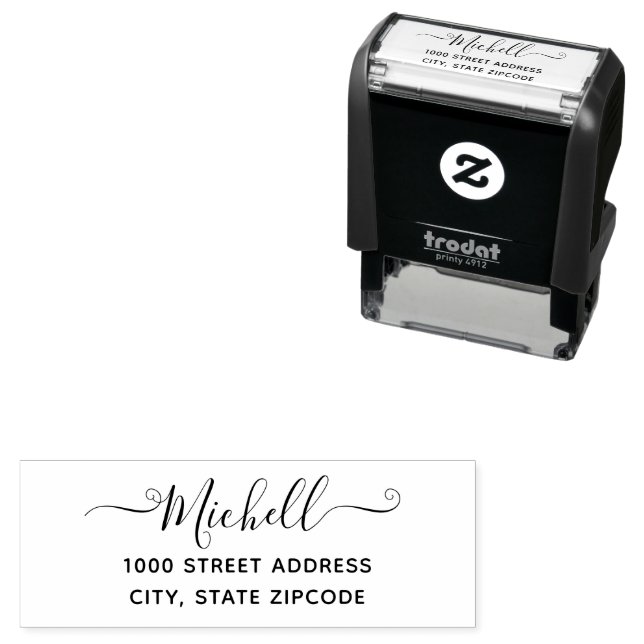 personalized family Address Stamp With Script Font (In Situ)