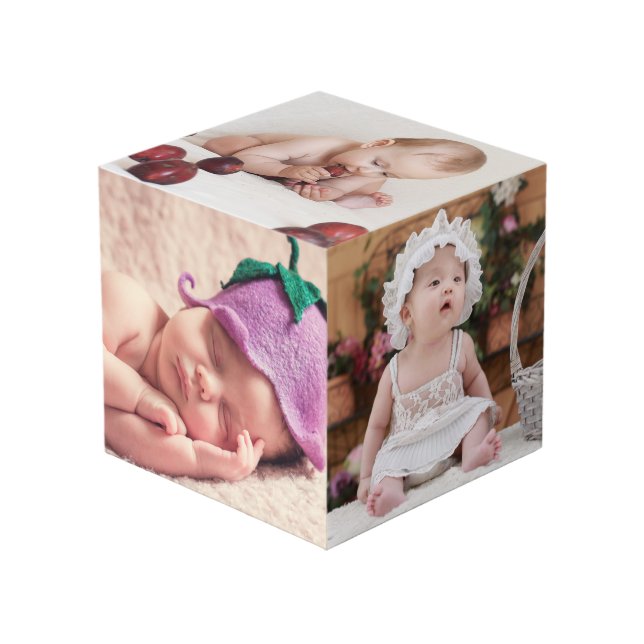 Personalized Family Baby Or Kids 4" Photo Cube (Front Angled)