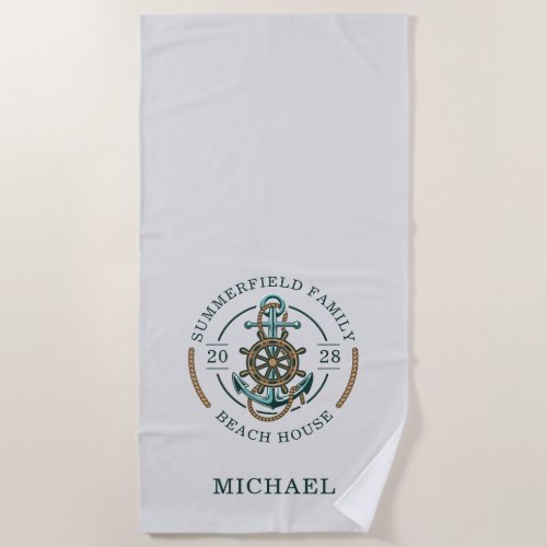 Personalized Family Beach House Matching Beach Towel