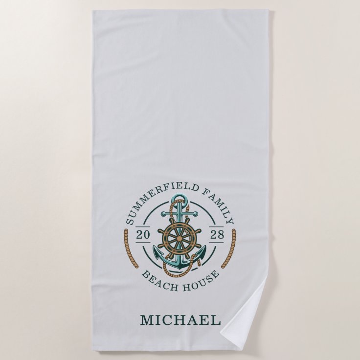 Personalized Family Beach House Matching Beach Towel | Zazzle