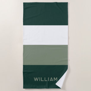 Personalized Family Beach Trip Color Block Green Towel