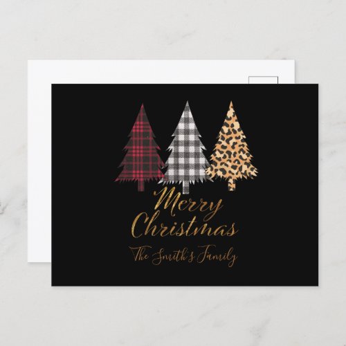 Personalized Family Black Merry Christmas Postcard