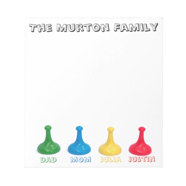 Personalized Family Board Game Lover Notepad (Front)