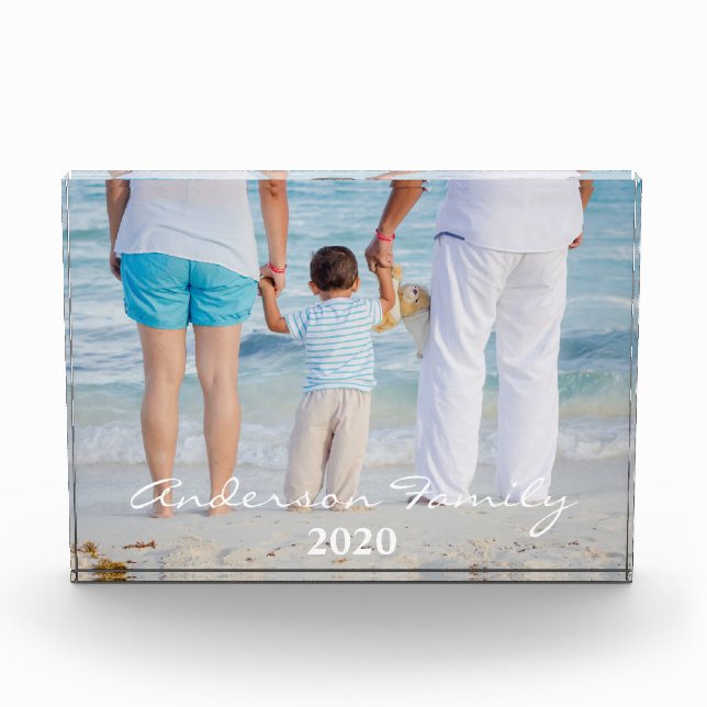 Personalized Family Brush Typography Photo Block (Front)