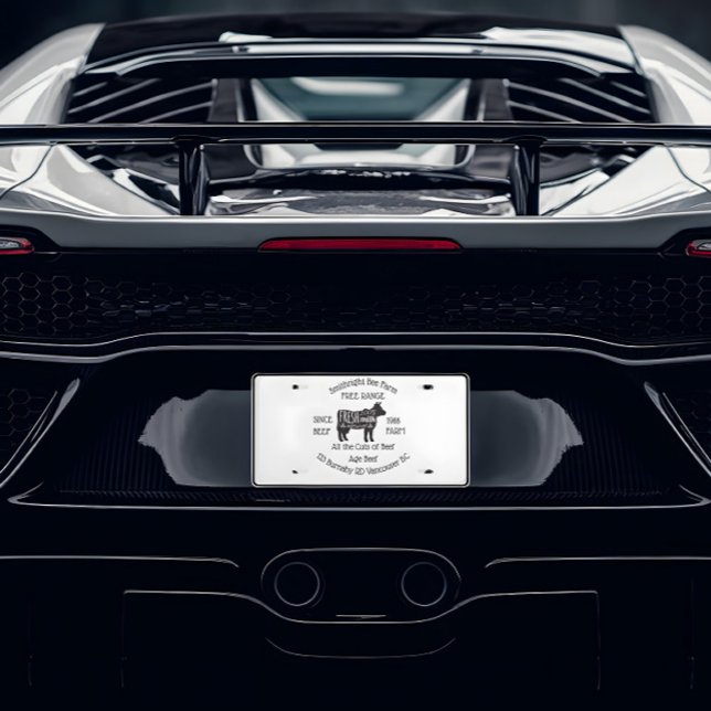 Personalized Family Business Beef Farm white License Plate (Creator Uploaded)