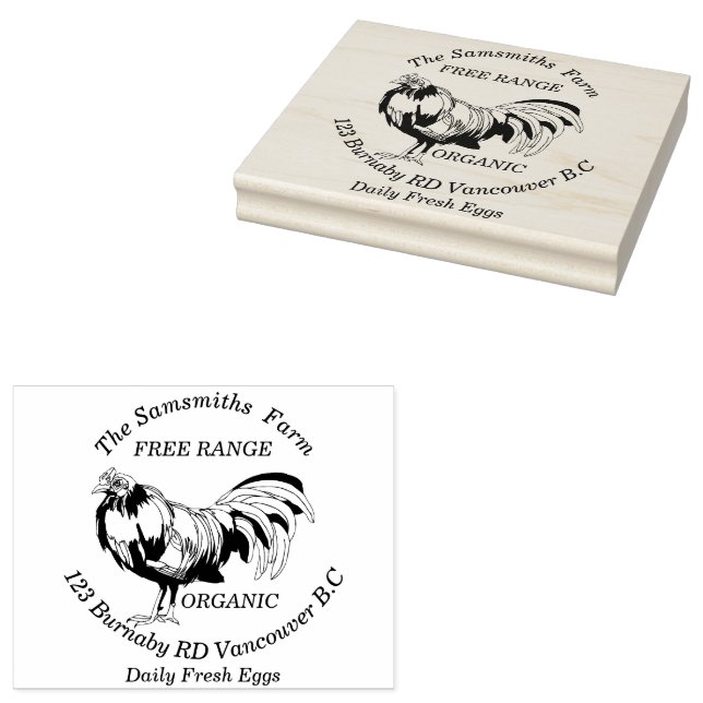 Personalized Family Business Chicken Egg Farm 4x5' Rubber Stamp (Stamped)