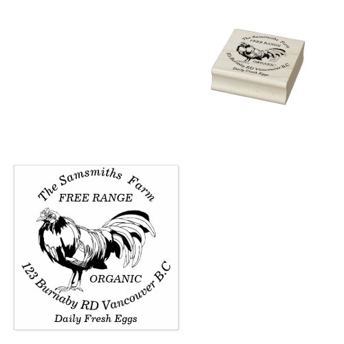 Personalized Family Business Chicken Egg Farm Rubber Stamp