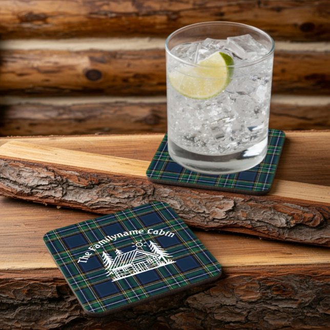 Personalized Family Cabin Plaid Coaster (Creator Uploaded)