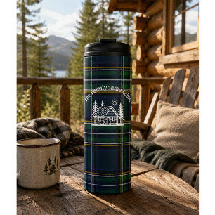 Personalized Family Cabin Plaid  Thermal Tumbler
