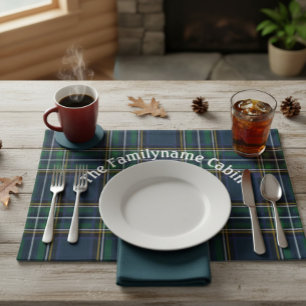 Personalized Family Cabin Plaid Wooden  Cloth Placemat
