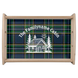 Personalized Family Cabin Plaid Wooden  Serving Tray