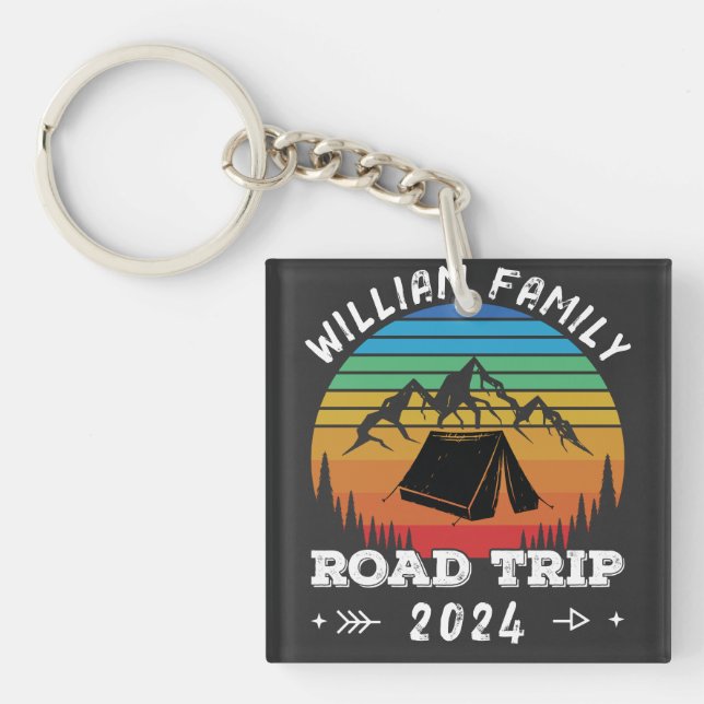 Personalized Family Camping Adventure Road Trip Keychain (Front)