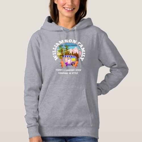 Personalized Family Camping Trip HAPPY GLAMPING  Hoodie