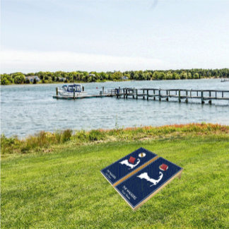 Personalized Family Cape Cod Silhouette Preppy Cornhole Set
