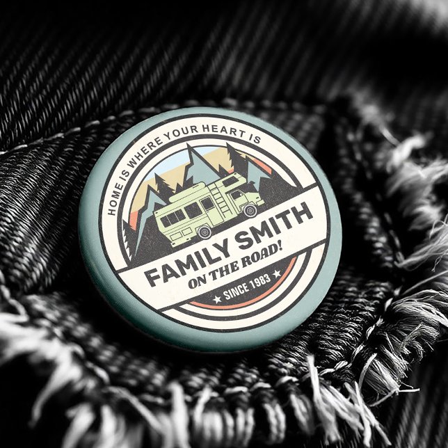 Personalized Family Caravan Adventures Button (Adventure awaits! This is the ultimate button/badge as you explore the great outdoors.)
