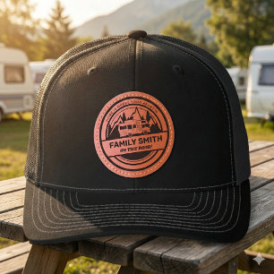 Personalized Family Caravan Camping Adventure Leather Patch Hat