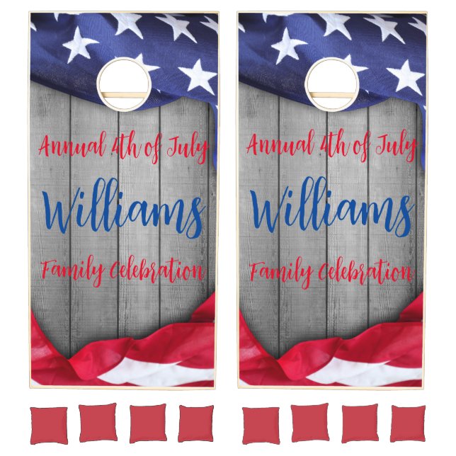 Personalized Family Celebration American Flag Cornhole Set (Set)
