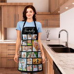 Personalized FAMILY CHEF 18 Photo Collage Black Apron<br><div class="desc">Create a custom photo collage apron with 18 photos and personalized with a name and FAMILY CHEF. CHANGES: Change the black background color and/or change the text font style, size, color or placement by clicking EDIT. PHOTO TIP: Choose photos with the subject in the middle and/or pre-crop into similar shapes...</div>