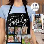 Personalized FAMILY CHEF 19 Photo Collage Custom Apron<br><div class="desc">Create a custom color photo apron utilizing this easy-to-upload photo collage template with 19 pictures in various shapes and sizes and personalized with a name and FAMILY CHEF in a modern calligraphy script typography. Choose your text and background colors (shown in white on black) in EDIT and strap color on...</div>