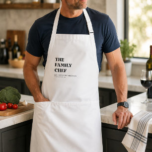 Personalized Family Chef Minimalist Custom Name Adult Apron