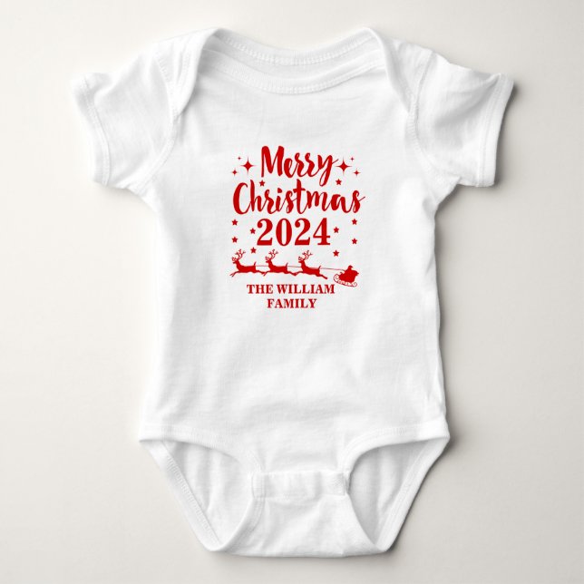 Personalized Family Christmas   Baby Bodysuit (Front)