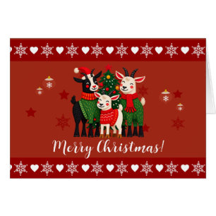Personalized Family Christmas Card with Goats 