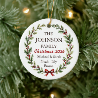 Personalized Family Christmas Ceramic Ornament