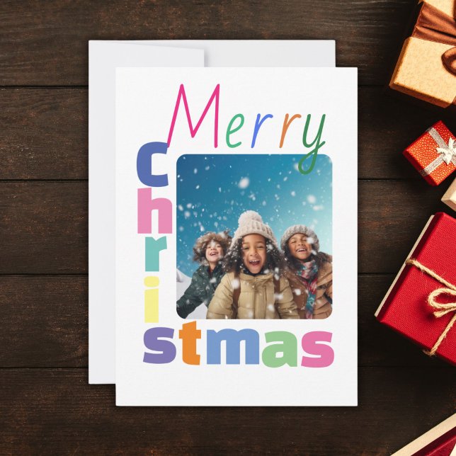 Personalized family Christmas Colorful modern Holiday Card (Creator Uploaded)