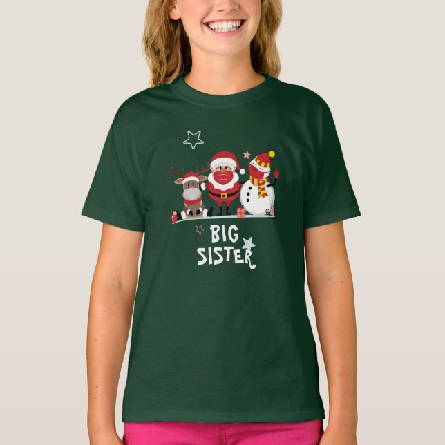 Personalized Family Christmas Holiday Big Sister T-Shirt (Front)