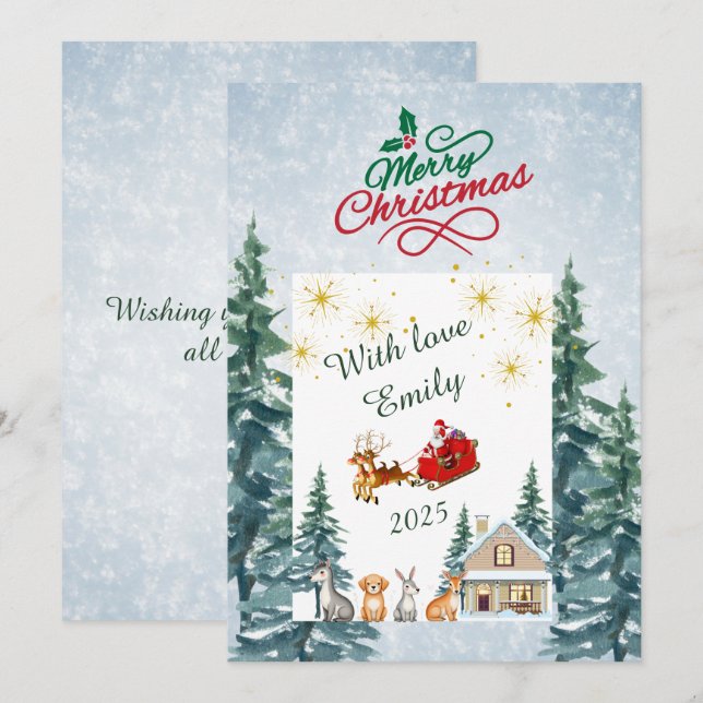 Personalized Family Christmas  Holiday Card (Front/Back)