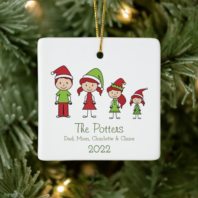 Personalized Family Christmas Keepsake Ceramic Orn Ceramic Ornament (Tree)