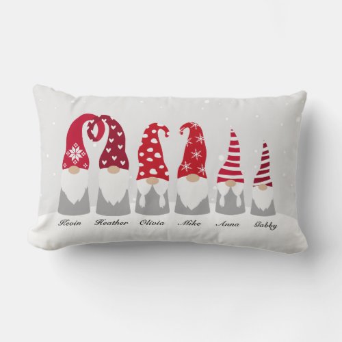 Personalized Family Christmas New Year Gnome Dwarf Lumbar Pillow
