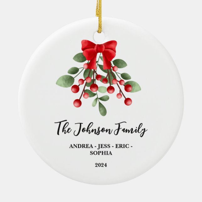 Personalized Family Christmas Ornament, 2-Sided Ceramic Ornament (Back)