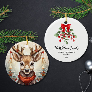 Personalized Family Christmas Ornament, 2-Sided Ceramic Ornament