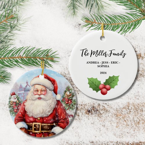 Personalized Family Christmas Ornament 2_Sided Ceramic Ornament