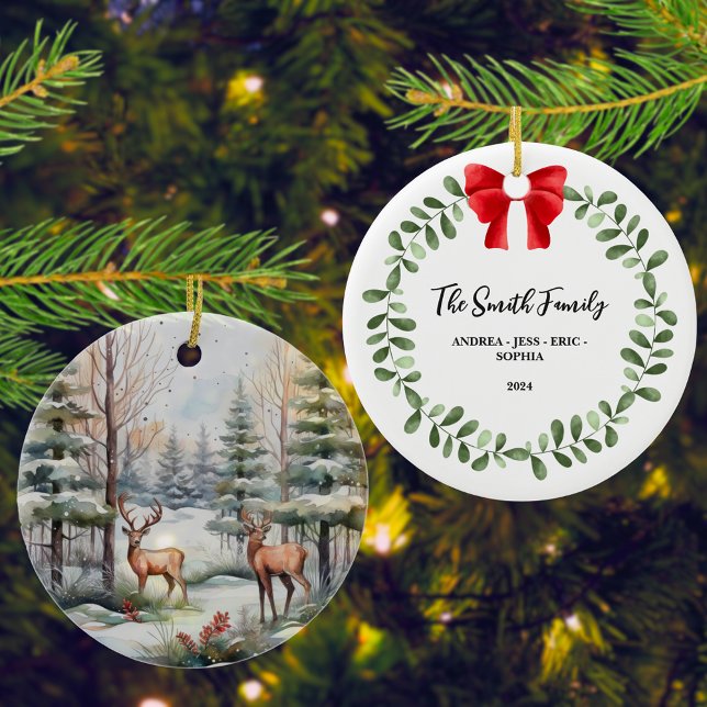 Personalized Family Christmas Ornament, 2 Sided Ceramic Ornament (Creator Uploaded)