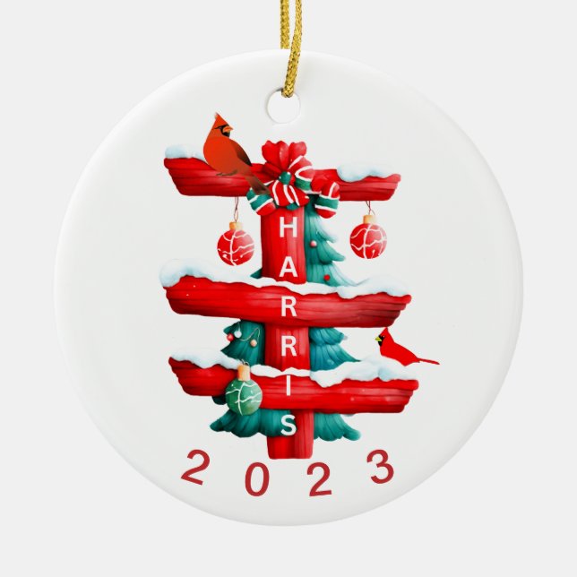 Personalized Family Christmas Ornament,  Ceramic Ornament (Front)
