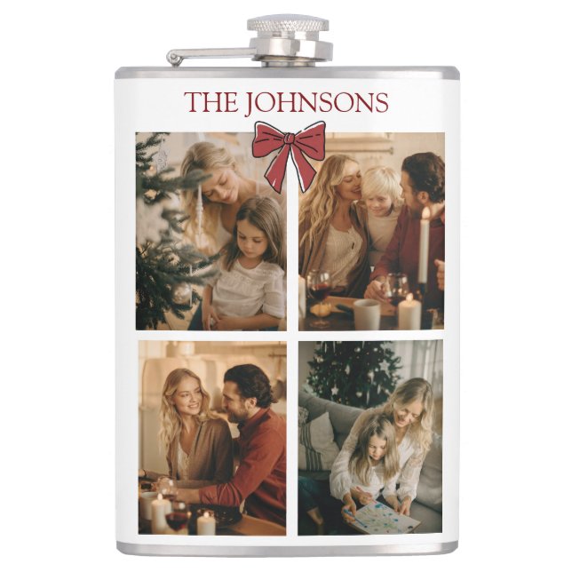 Personalized Family Christmas Photo Collage Flask (Front)
