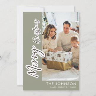 Personalized Family Christmas Photo | Modern Green Holiday Card