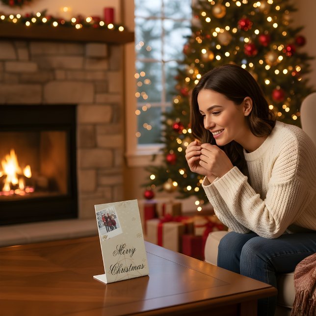 “Personalized Family Christmas Photo Stand” Pedestal Sign (Creator Uploaded)