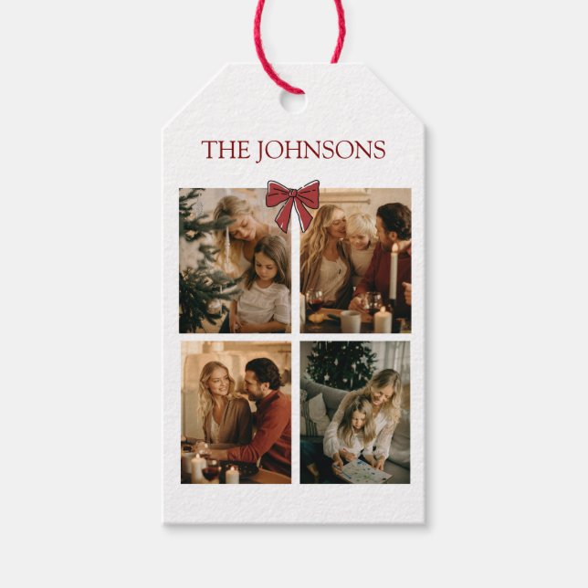 Personalized Family Christmas Photos Gift Tag (Front)
