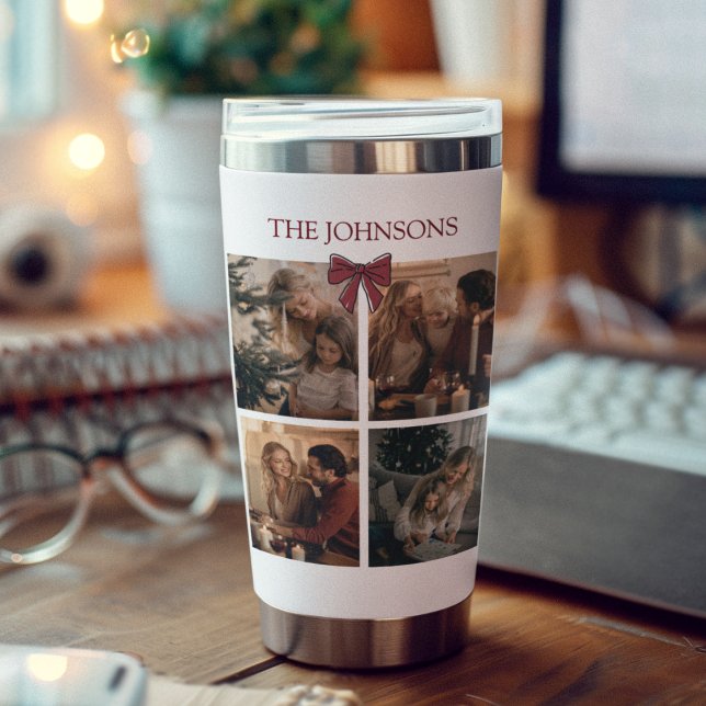 Personalized Family Christmas Photos Water Bottle Insulated Tumbler (Creator Uploaded)