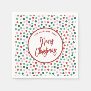Personalized Family Christmas Polka Dots Napkins