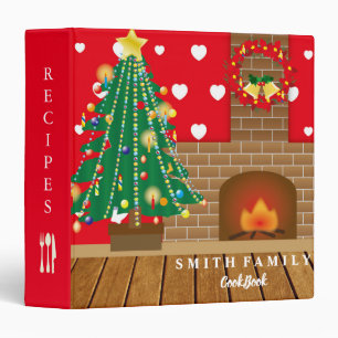 Personalized Family Christmas Recipe Cookbook 3 Ring Binder