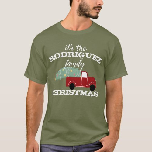 Personalized Family Christmas Red Truck and Tree T_Shirt